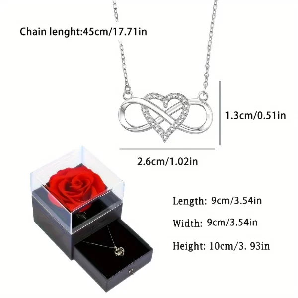 Elegant Infinity Heart Shape Pendant Necklace With Luxury Rose Gift Box For Girlfriend Wife Christmas Valentine Anniversary Gift - Image 4