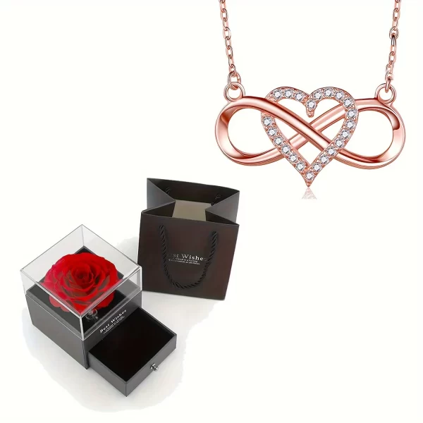 Elegant Infinity Heart Shape Pendant Necklace With Luxury Rose Gift Box For Girlfriend Wife Christmas Valentine Anniversary Gift - Image 6